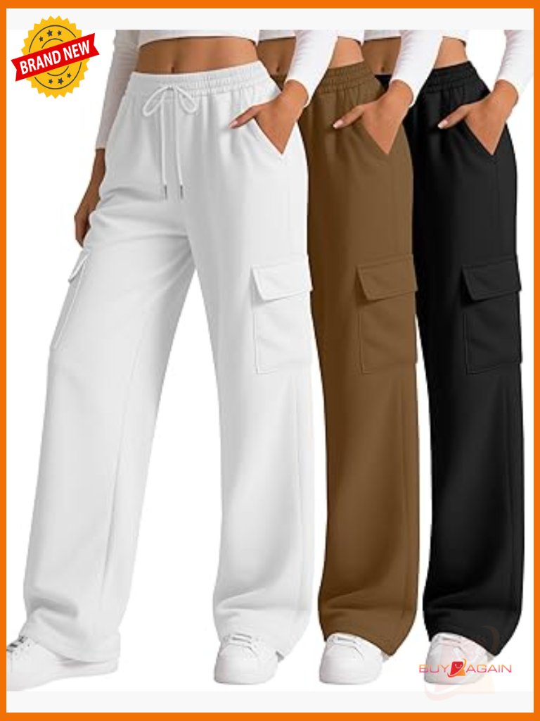 Wide Leg Cargo Sweatpants Baggy Loose Elastic Drawstring Joggers With Pockets